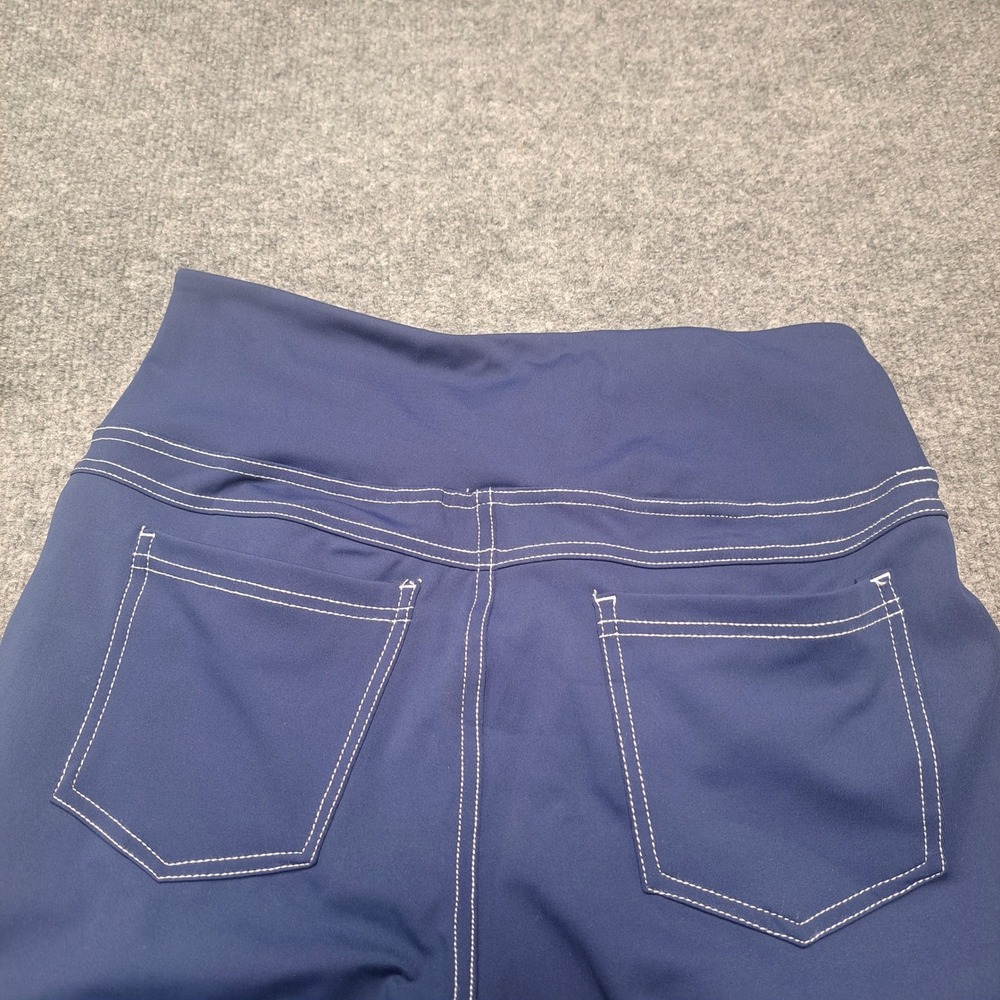 Vooveeya Navy Blue Flare Yoga Pants Contrast Stitch High Waist Large NWT - Picture 11 of 11